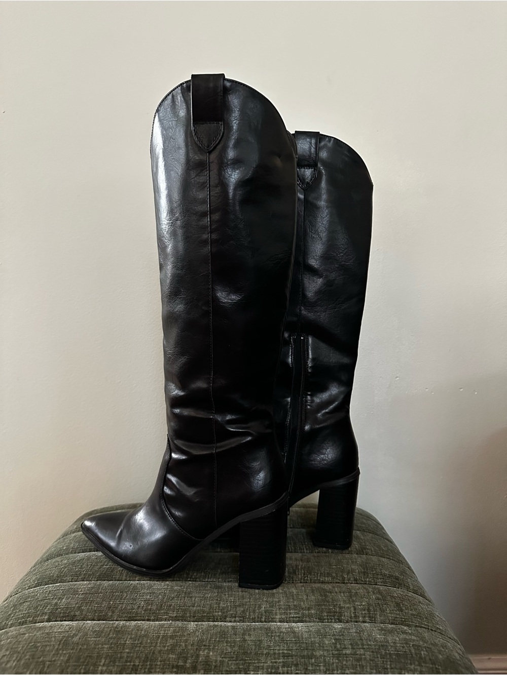The Drop Cassandra Black Knee High Western Cowboy Boots Size 7 - Picture 2 of 6